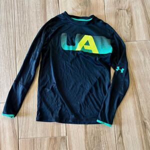 Under Armour Youth Long Sleeve Tee Black/Teal Size M Unisex Kids